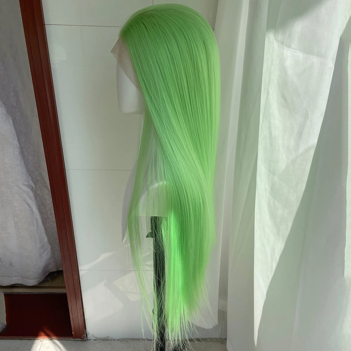 Light Green 13x4 Synthetic Lace Front Wig Long Straight Glueless Heat Resistant