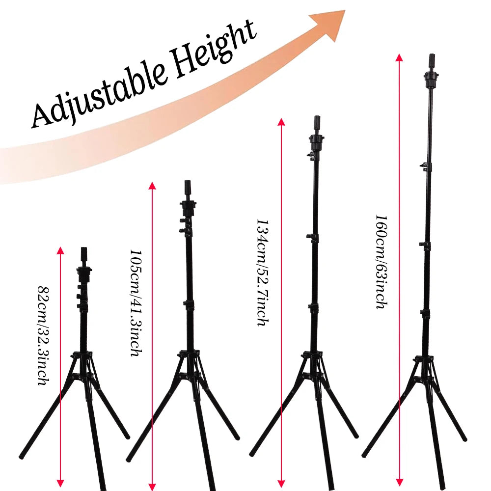 Foldable Wig Stand Tripod With 21-25Inch Canvas Head Black Male Bald Head Mannequin With Stand Wig Head Stand Tripod