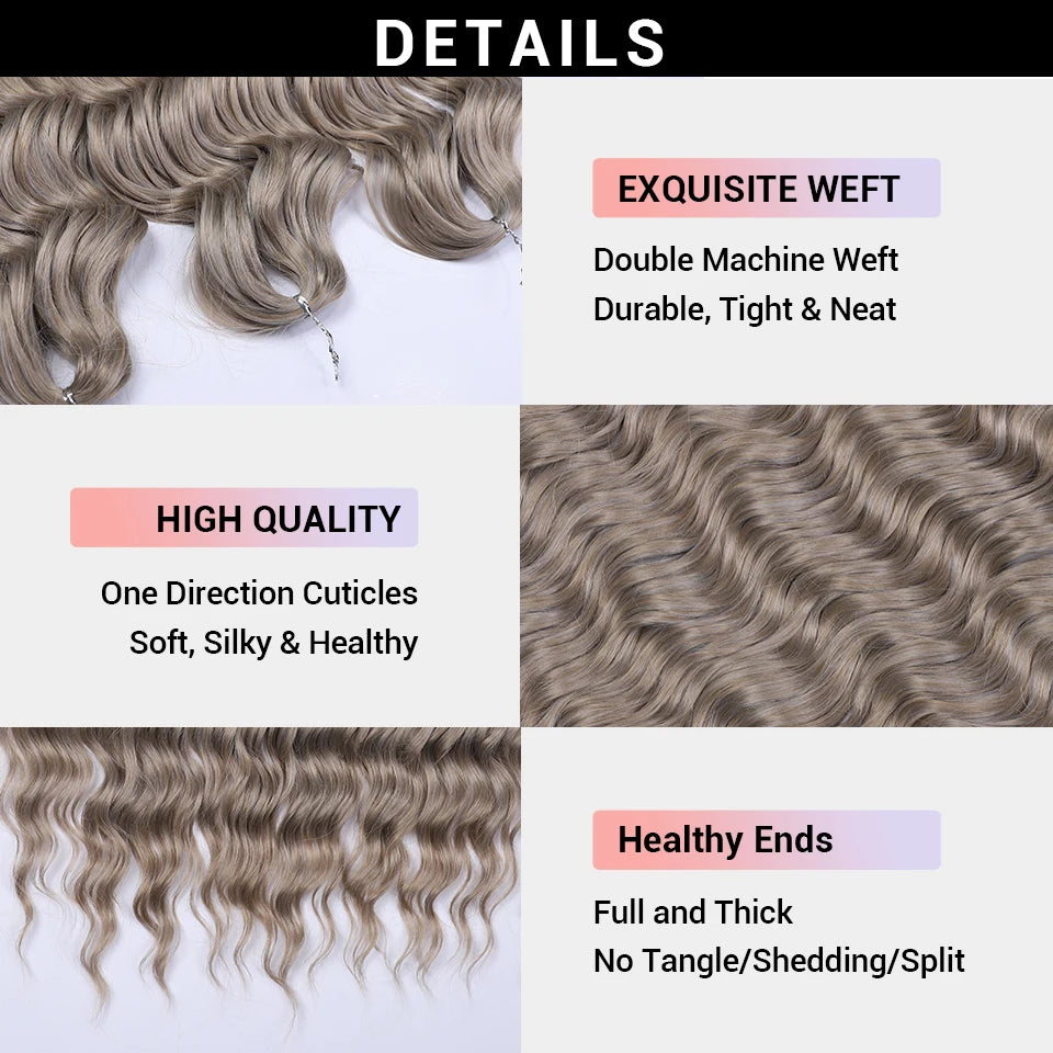 Loose Deep Wave Synthetic Braiding Hair Extensions - 24 Inch Water Wave, Ombre Blonde Twist Crochet