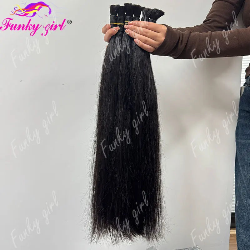 12A Straight Human Hair Bulk 50-400g Bundles 100% Virgin Brazilian Natural Black Color Weft Extension for Weaving Sewing
