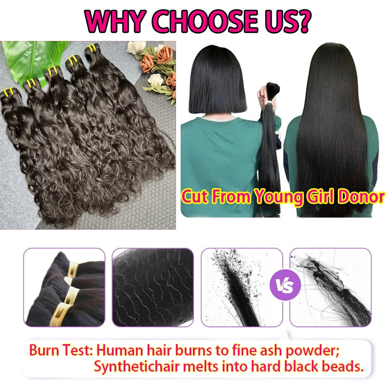 16A Natural Wave Human Hair, 100% Vietnamese Raw Virgin Water Wavy Extensions