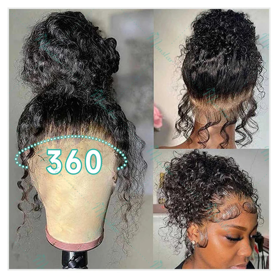 300% Density Kinky Curly Wigs Human Hair, 13x4 HD Lace Front Raw