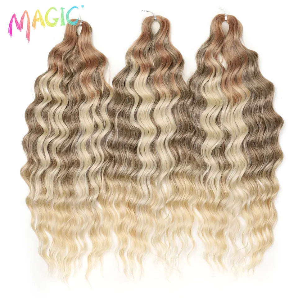 Water Wave Braiding Hair Extensions Ombre Blonde Deep Afro Curl Twist Crochet
