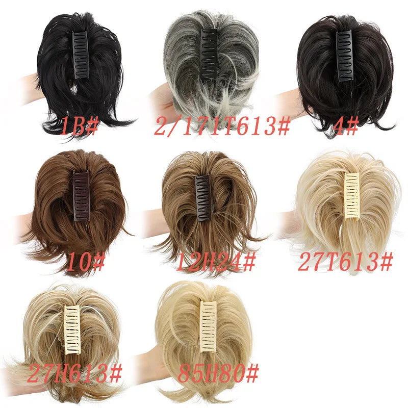 Synthetic Fake Hair Ponytail 8" Short Multi Layered Straight Claw On Clip