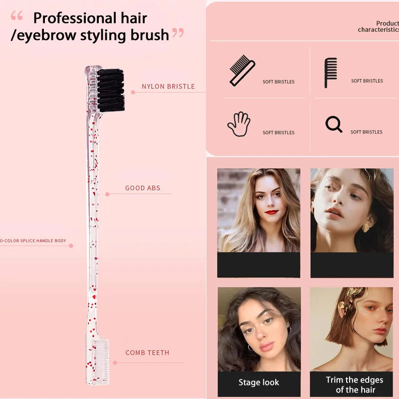 Dual Hair Edge Brush Teasing Comb 3N1 Control Holiday Gift Edges Baby