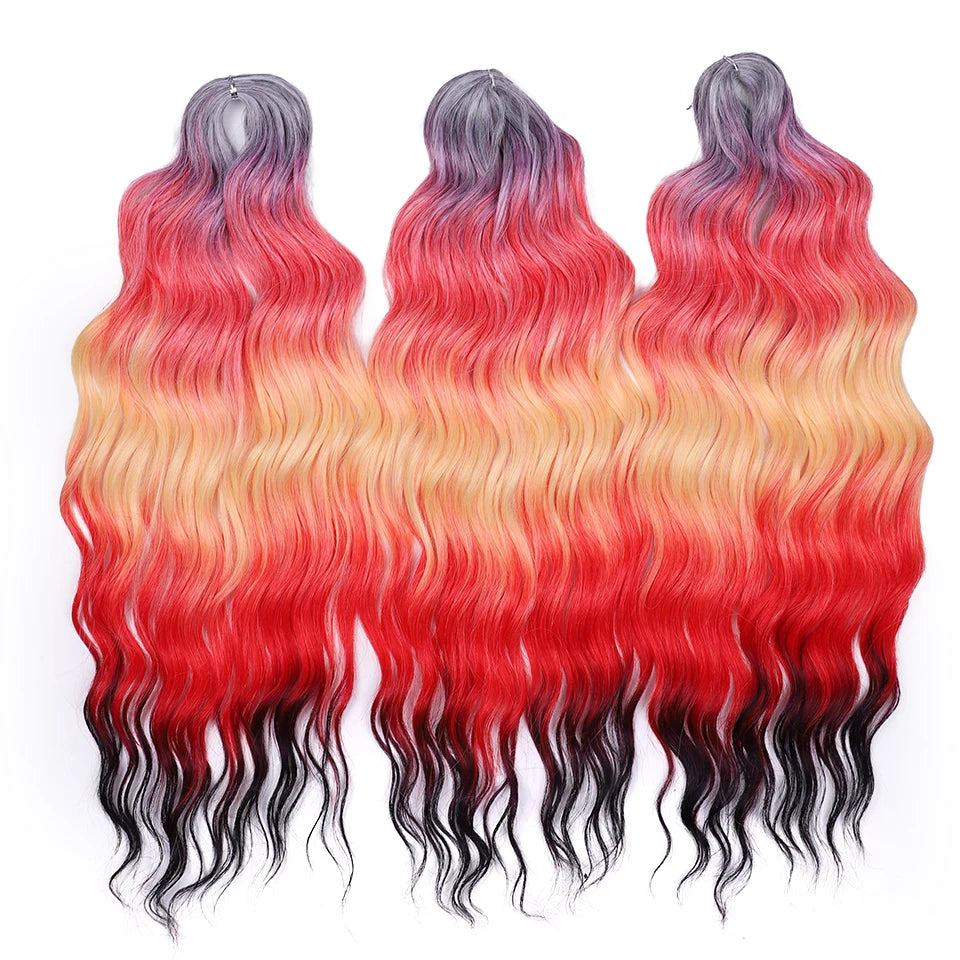 Water Wave Braiding Hair Extensions Ombre Blonde Deep Afro Curl Twist Crochet