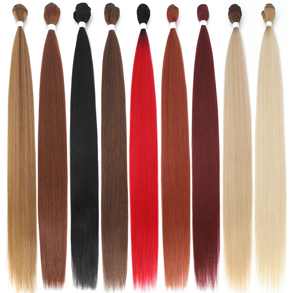 Orange Bone Straight Hair Bundles 24-32 Natural Weaving Bio Synthetic Bug Fancy