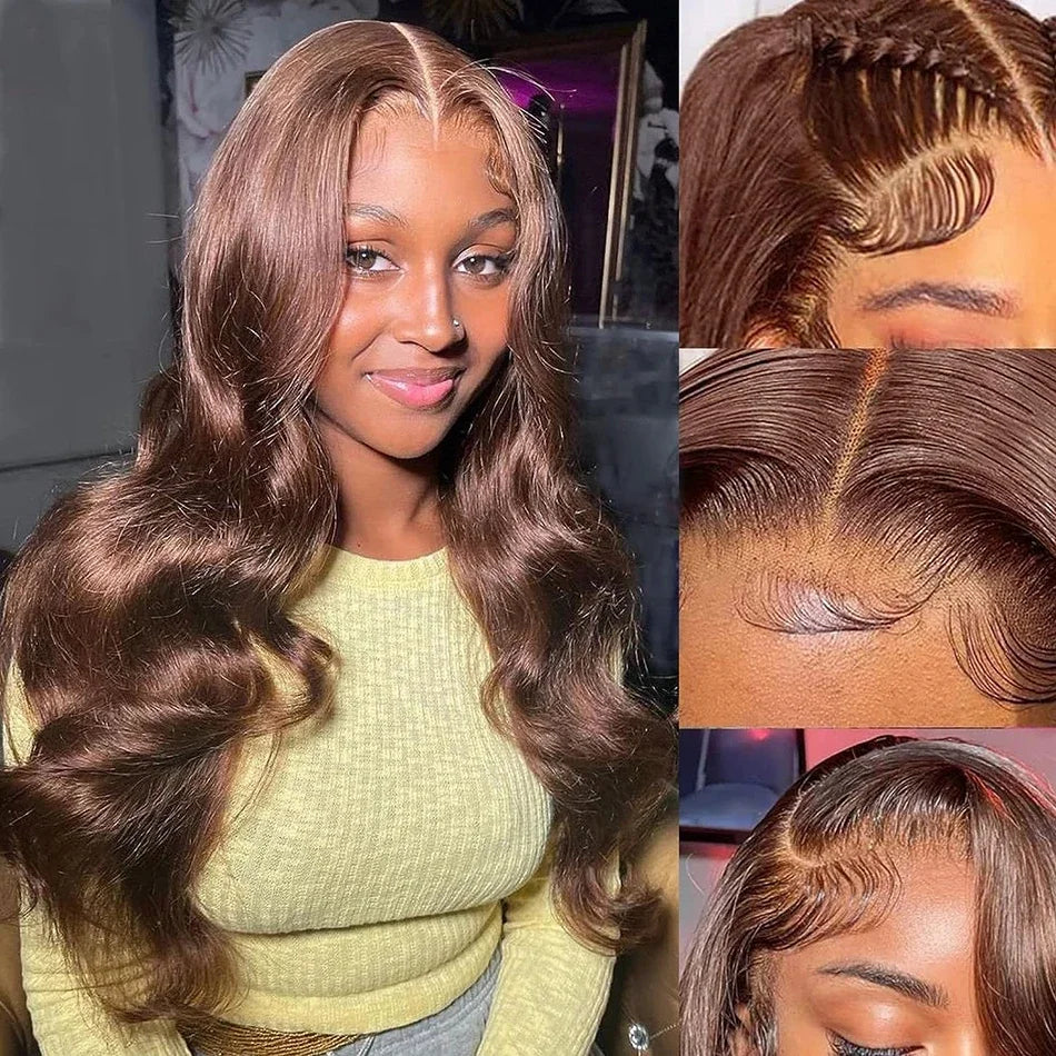 Brazilian Chocolate Brown, 13x4 HD Lace Front Wig Human Hair Body Wave