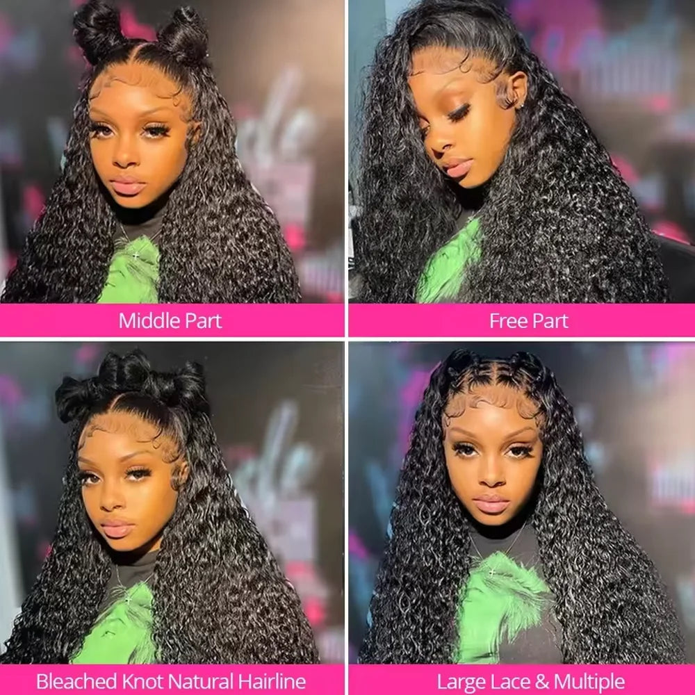 Deep Wave Human Hair Lace Front Wig - 13x4/13x6 HD Lace, 250% Density, 42 Inch, Glueless