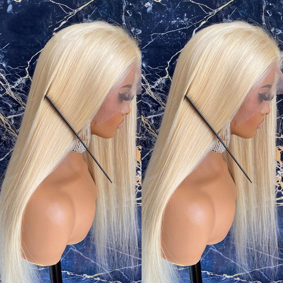 613 Honey Blonde Straight Human Hair Lace Frontal Wig, 13x6 13x4, Pre-Plucked, Brazilian