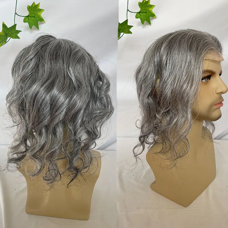 Hair Curly Replacement System 12INCH Long Toupee Fine Mono Lace Hairpiece, 8x10