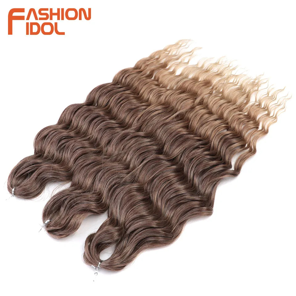 Loose Deep Wave Synthetic Braiding Hair Extensions - 24 Inch Water Wave, Ombre Blonde Twist Crochet