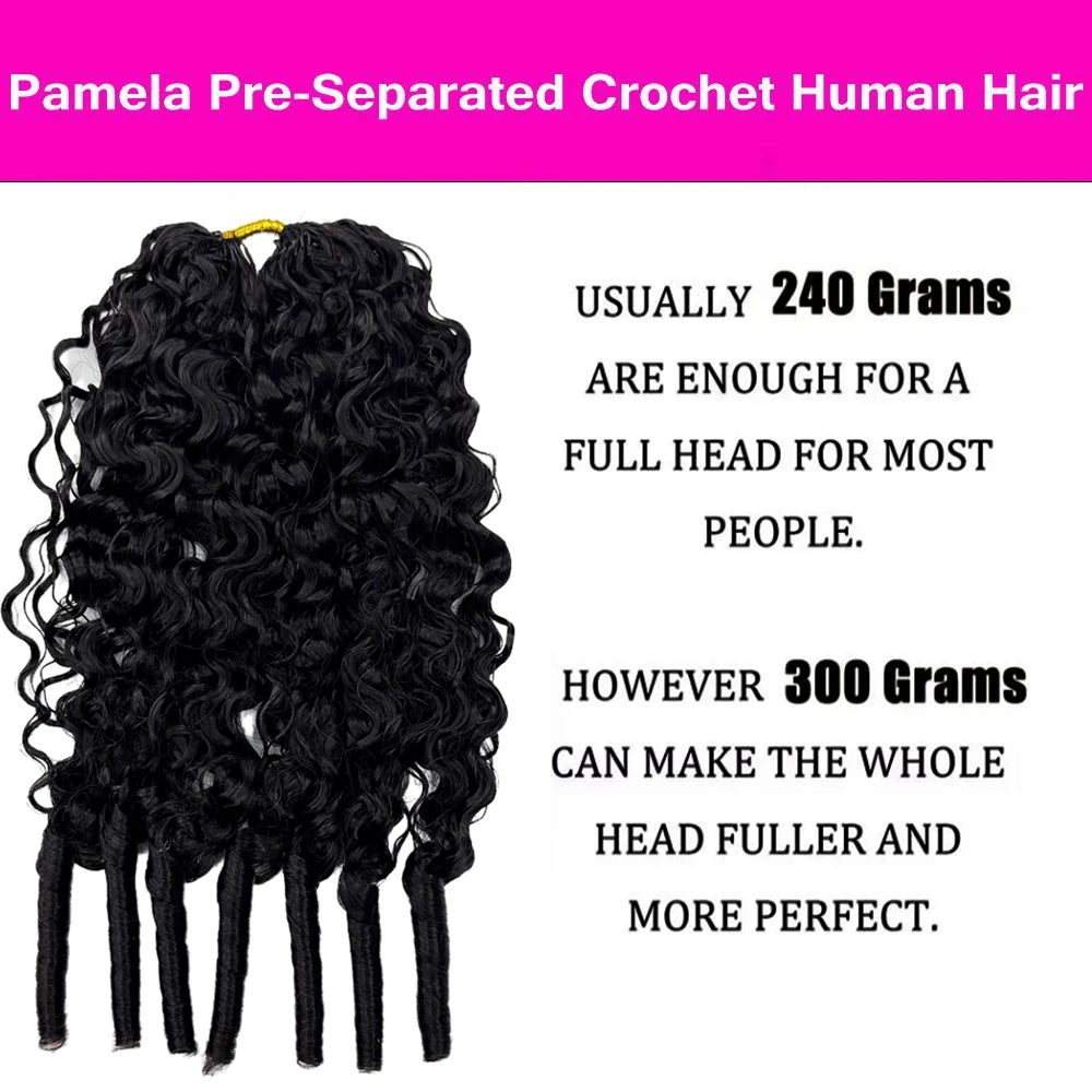 Burmese Curly Feather Crochet Human Hair Extensions Pre Looped Pre Separated Knotless Hair For Braiding