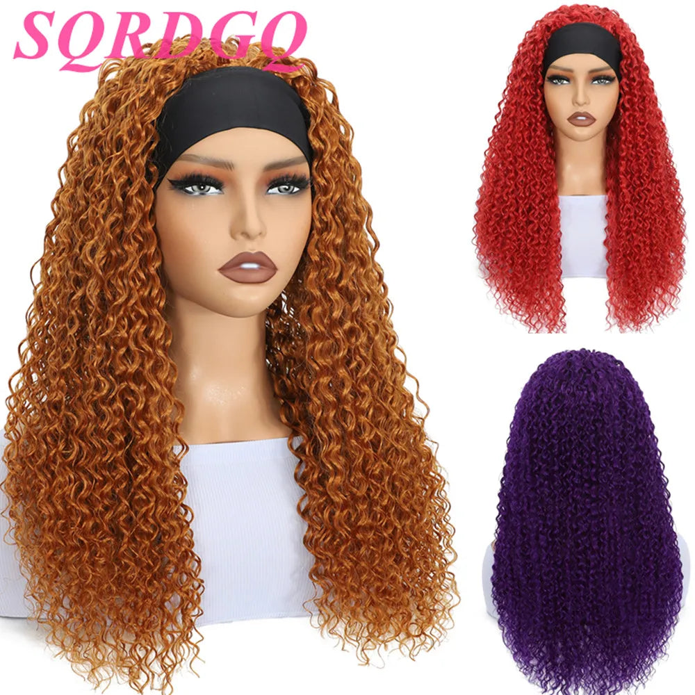 Synthetic Deep Curly Wigs Headband Wig Female Black/613/27/99J Blonde Wig Women Headband Wigs
