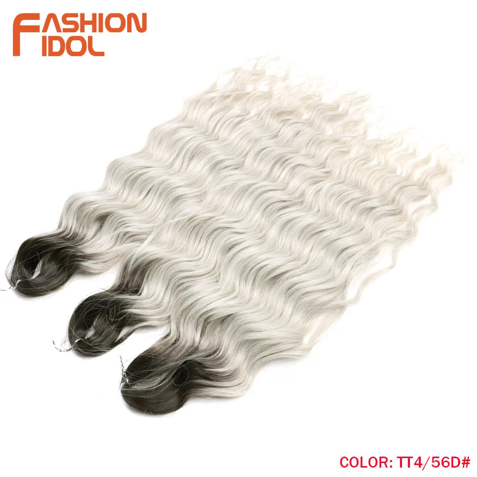 Loose Deep Wave Synthetic Braiding Hair Extensions - 24 Inch Water Wave, Ombre Blonde Twist Crochet