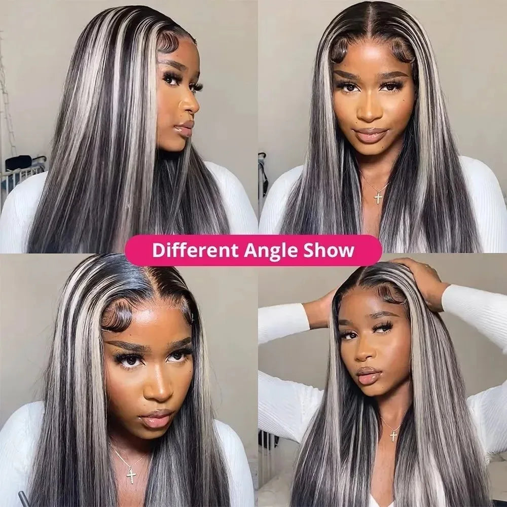 Midnight Blue Wig Long Straight Lace Fornt, 13x4 HD Glueless Synthetic Blend