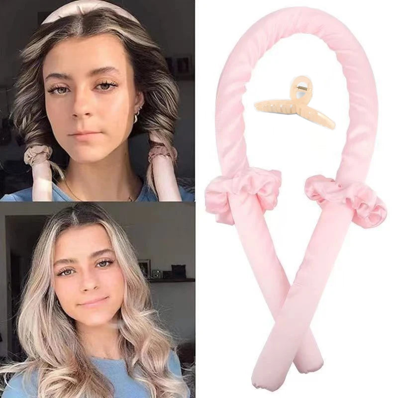 4Pcs Heatless Curling Rod Headband, Styling Kit with Hair Clip，Ribbon Rollers，