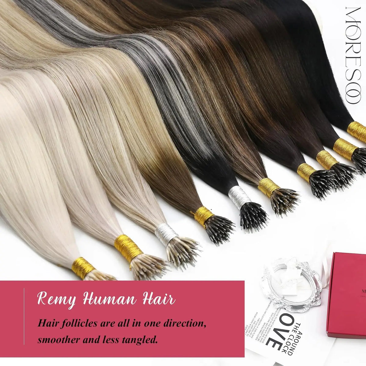 Nano Bead Hair Extensions Human Cold Fusion Tip Link 50G/50S Loop Pre