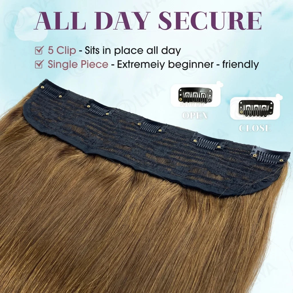 Light Brown Bone Straight Clip in Hair Extensions Full Head One-piece Human