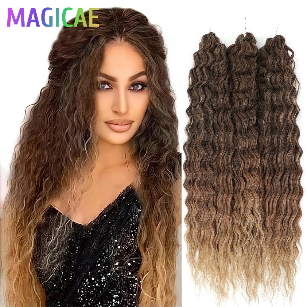 300Grams Crochet Braids Ombre Grey 22Inch Ariel Deep Wave Piano Blond Curly