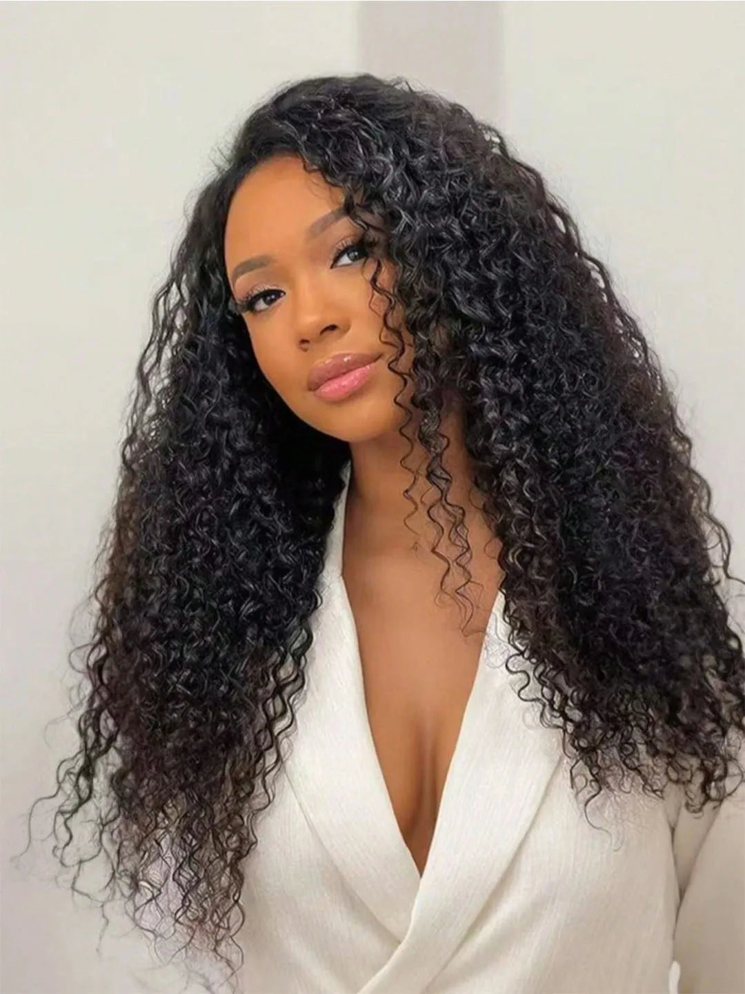 Density Afro Kink Curly Half Wig Human Hair Breathable Machine Made 3In1