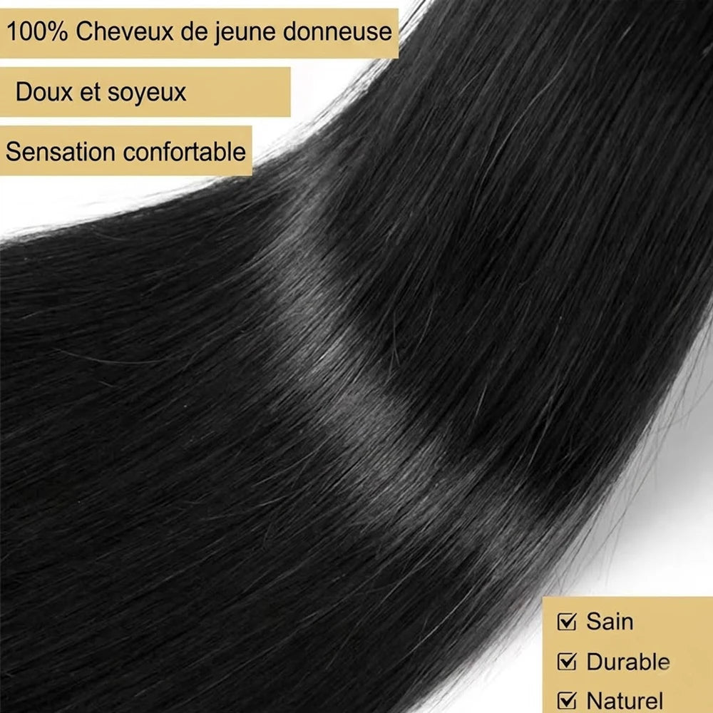 Straight Human Hair Bundles 16A Double Weft Bone Brazilian Virgin Raw Extensions