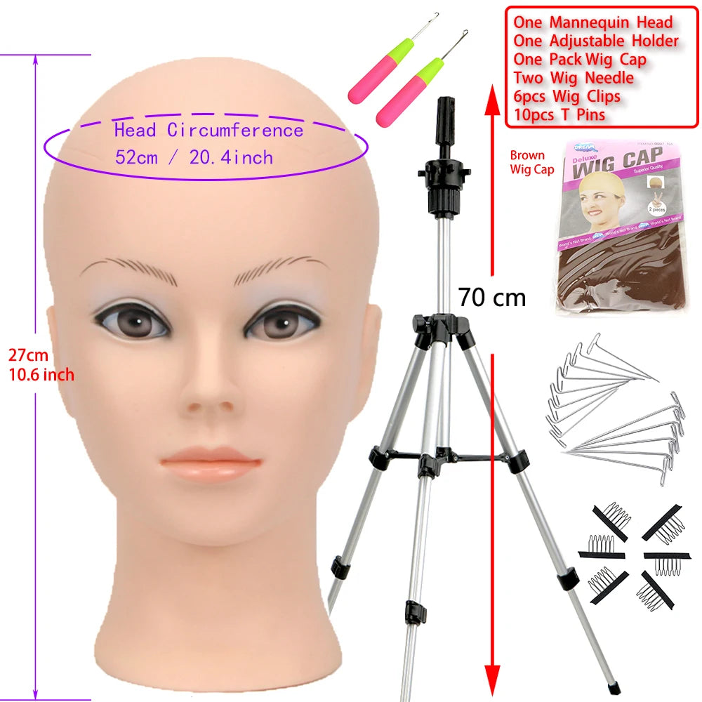 Mannequin Head Wig Stand Adjustable Tripod Holder Making Display T Pins /Wig