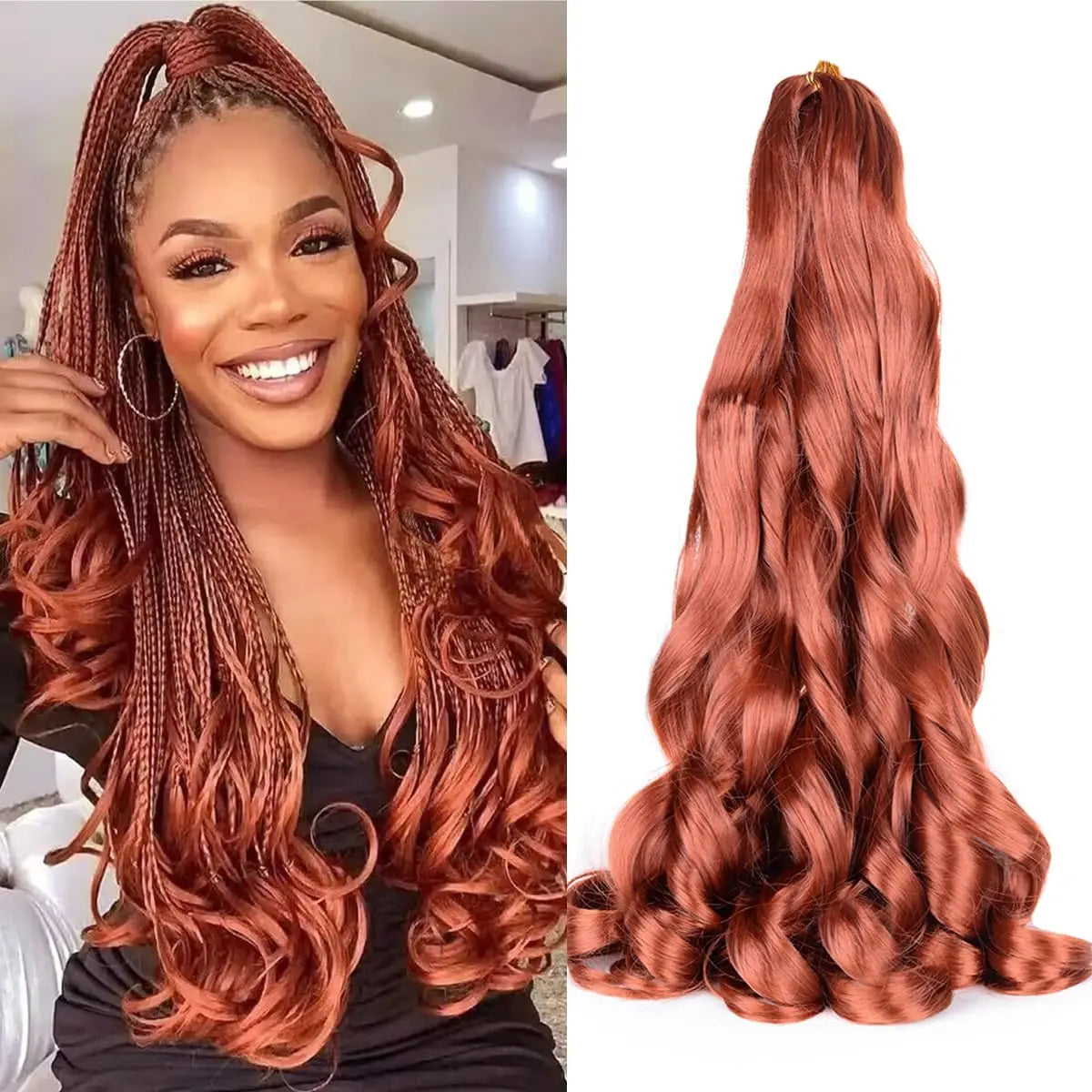 Pre Stretched French Curls Hair Spiral Braiding Synthetic Loose Wave Crochet Braids