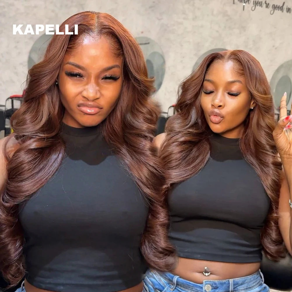 Brown Body Wave Human Hair Bundles with Lace Closure — Brazilian, Remy