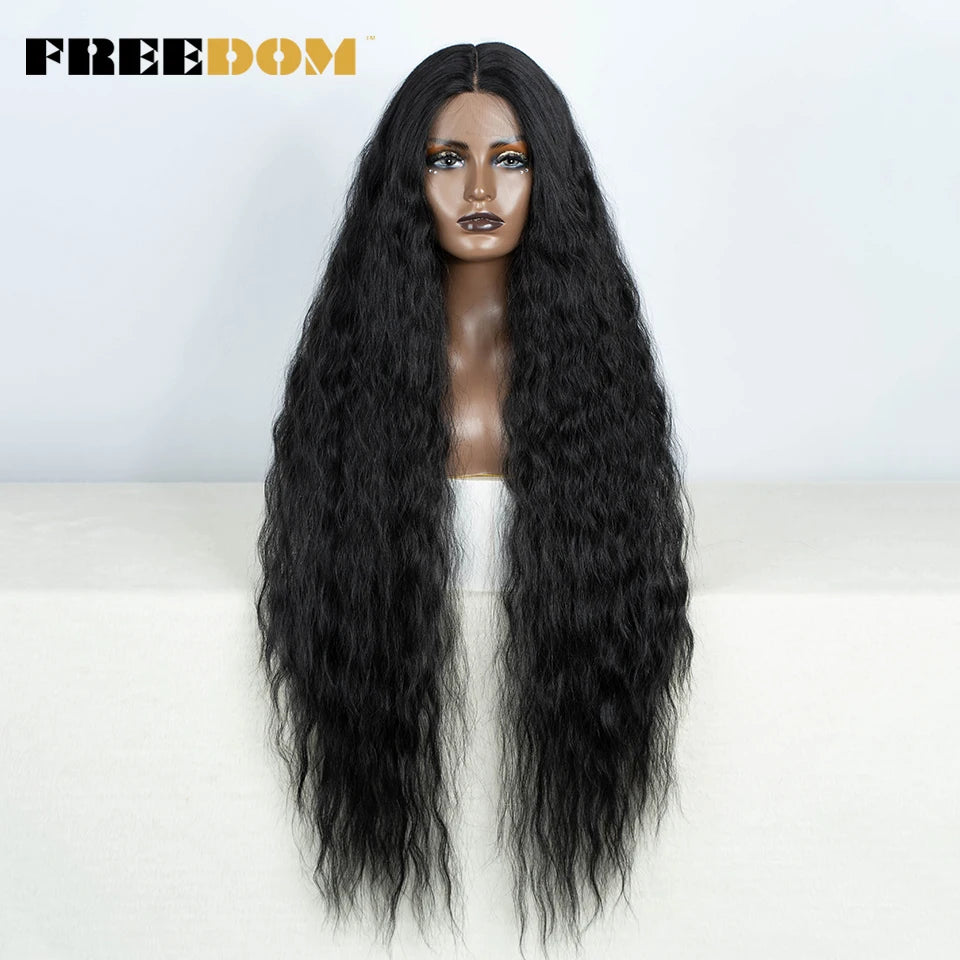 Synthetic Lace Frontal Wig Long Curly Ombre Brown Highlight Ginger White Pink