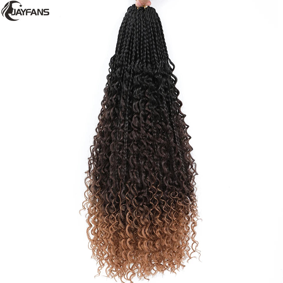 Boho Box Braids Crochet Synthetic Hair Goddess Curly Ends Bohomian