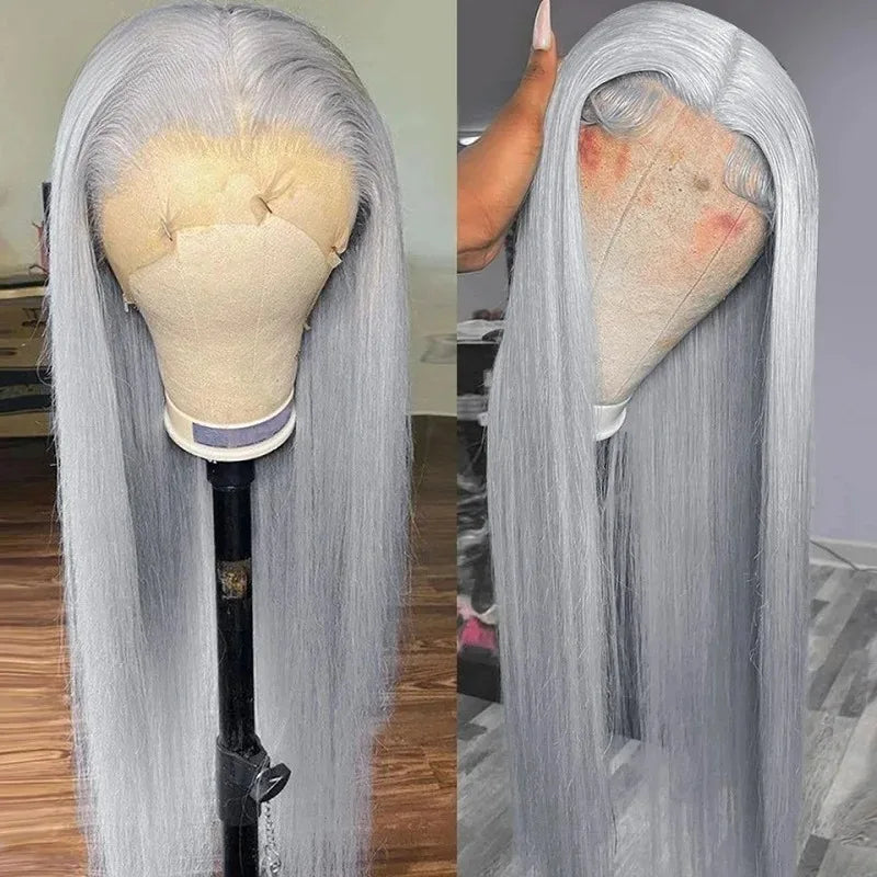 Midnight Blue Wig Long Straight Lace Fornt, 13x4 HD Glueless Synthetic Blend