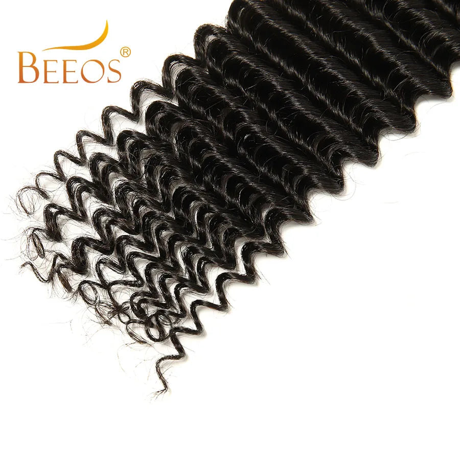 Deep Wave Knotless Pre-separated Crochet Hair Extension Human Natural Black Brazilian Feather