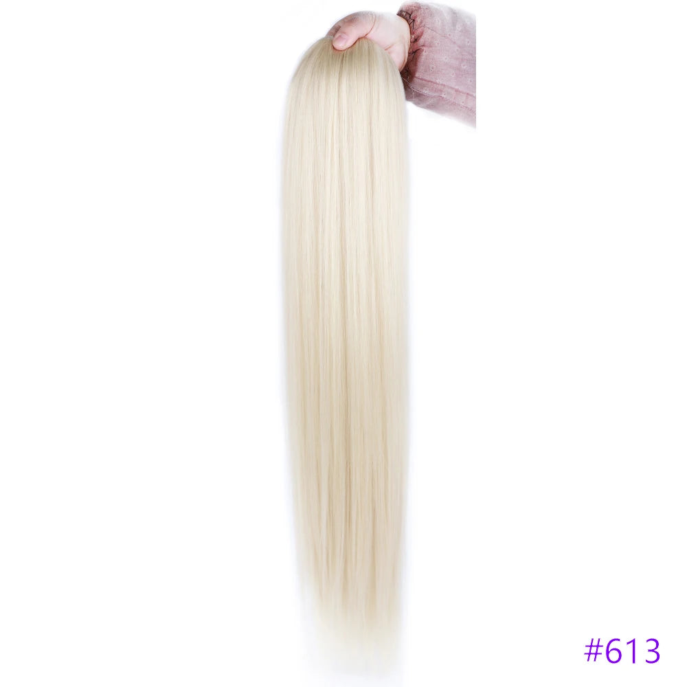 30 Inch Long Straight Ponytail Synthetic Drawstring Ponytail Chip-In Hair Extension Straight Pony Tail Fake Hairpiece