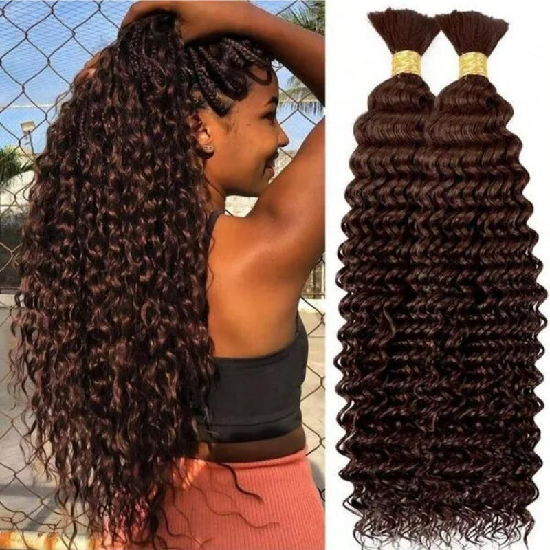 Human Hair Bulk Braiding Bundles Deep Wave Extensions Boho Braids Water Curly