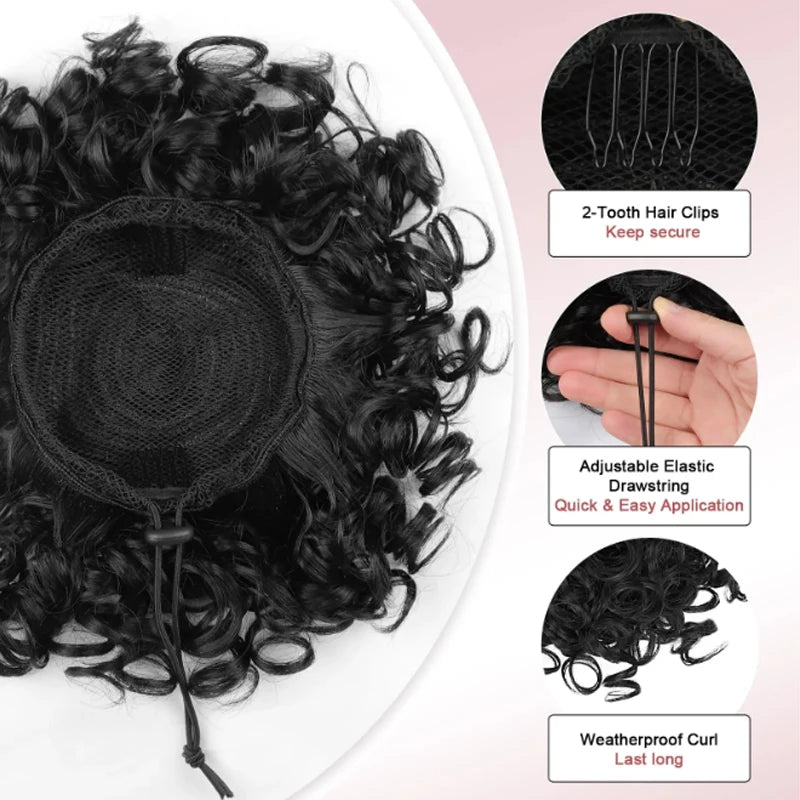 Synthetic Curly Bun Drawstring Ponytail Hair Piece