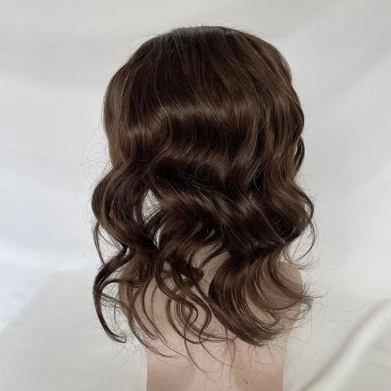 Hair Curly Replacement System 12INCH Long Toupee Fine Mono Lace Hairpiece, 8x10
