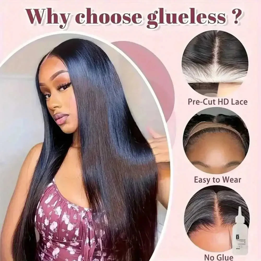 40 Inch Straight Human Hair HD Lace Frontal Wig, 13x4, Glueless, Pre-Cut, 250% Density