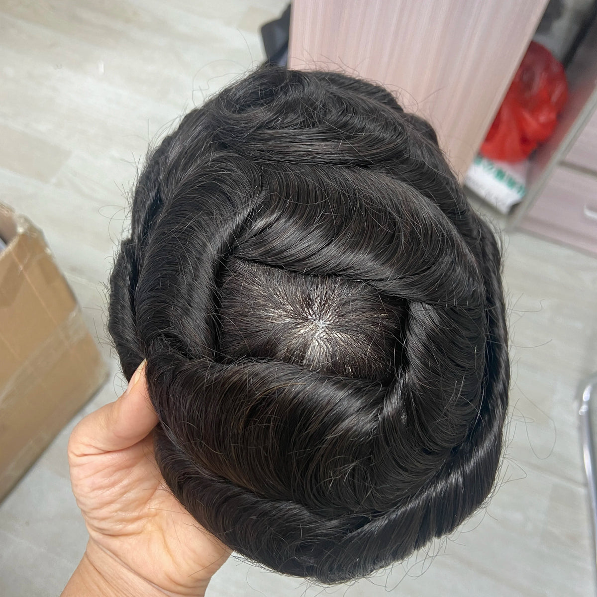Wig Human Hair Toupee Fine Mono, 130% Density Durable Prosthesis 6" Replacement
