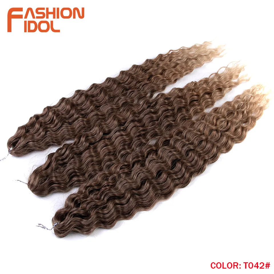 Synthetic Twist Crochet Curly Hair Water Wave Braid Ombre Blonde Brown Deep