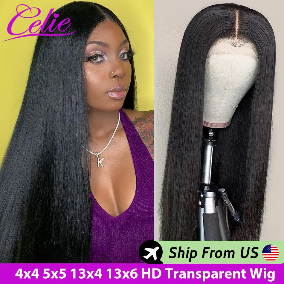 Straight Lace Front Wigs, 5x5 Closure Ready To Go Human Hair HD
