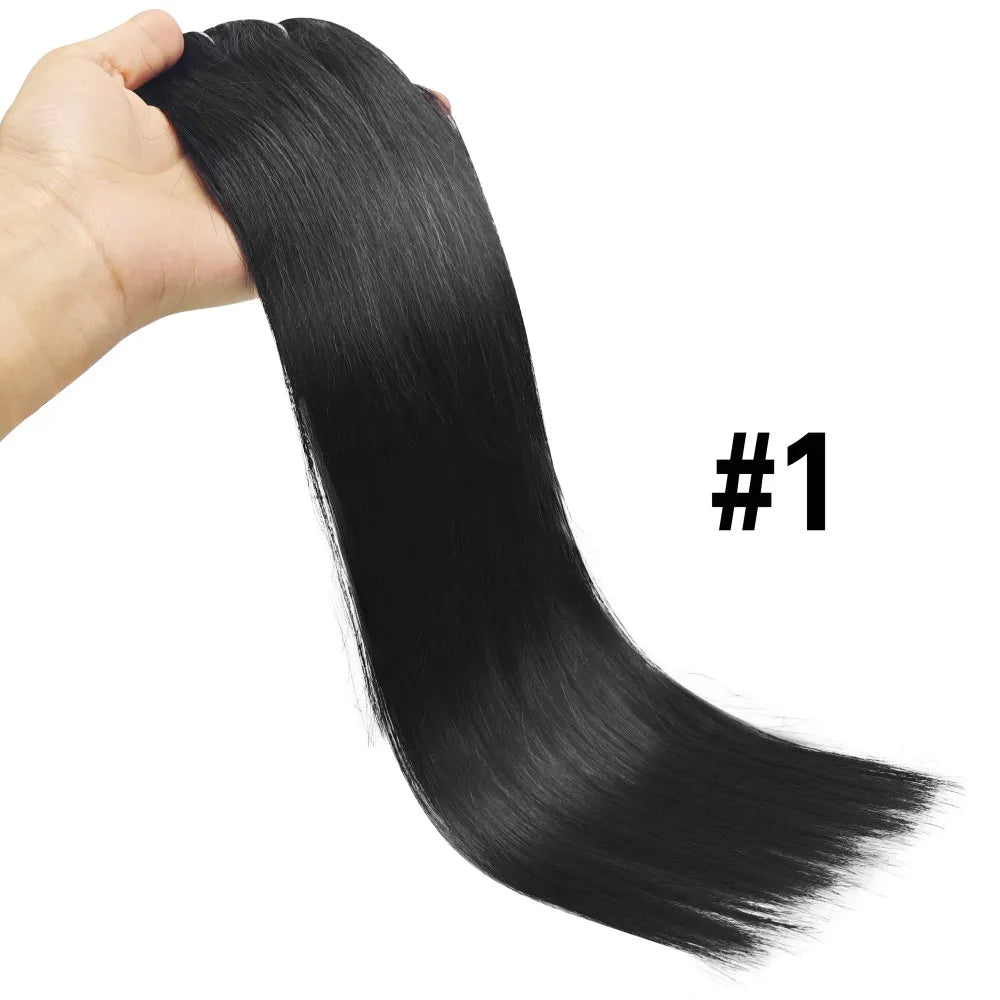 Clip in Hair Extensions Chestnut Brown Double Weft Thick 120G Silky Straight
