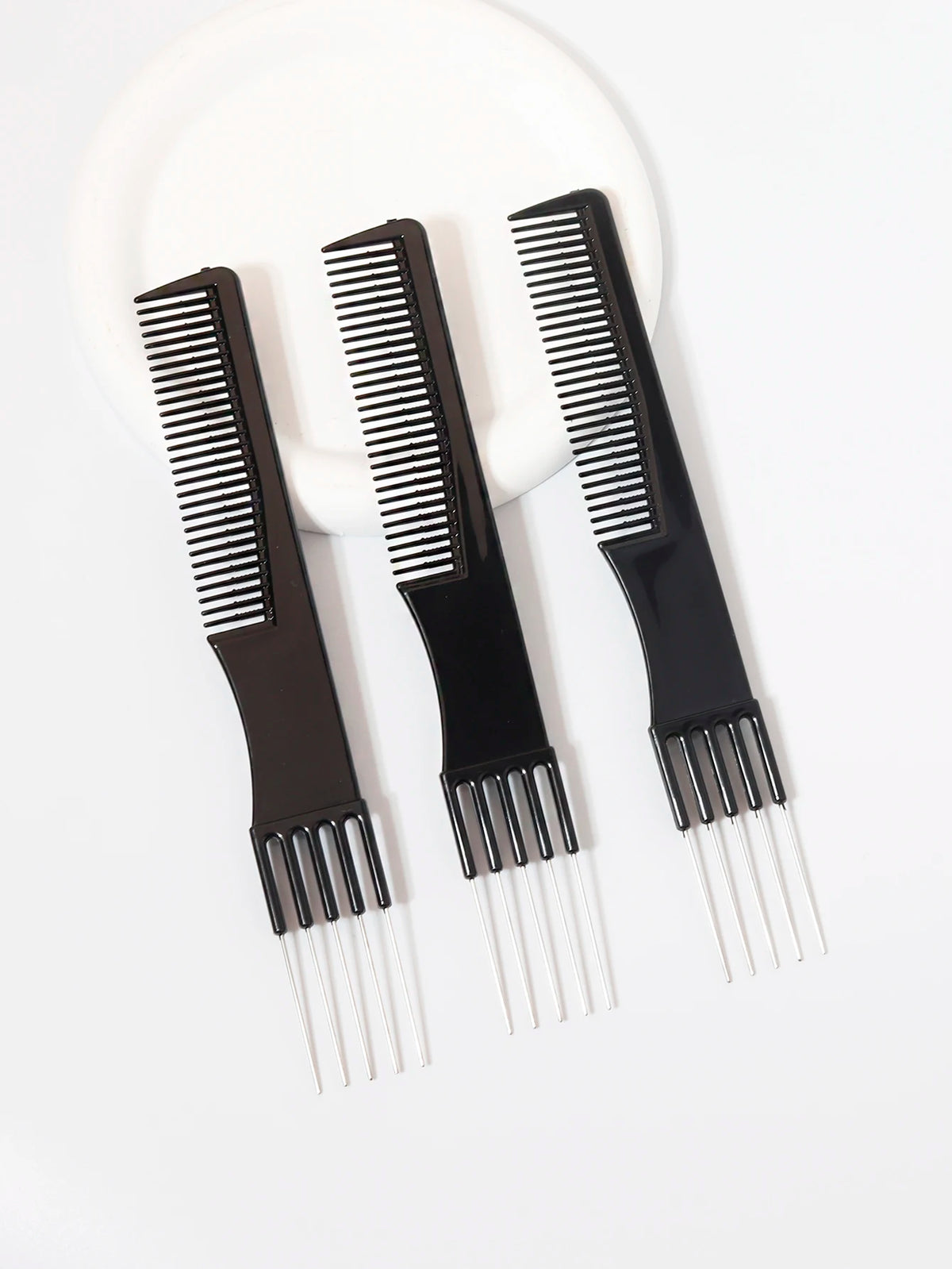 1/3pcs Styling Comb Set, with Stainless Steel Metal Fork and Fine Toothed Comb