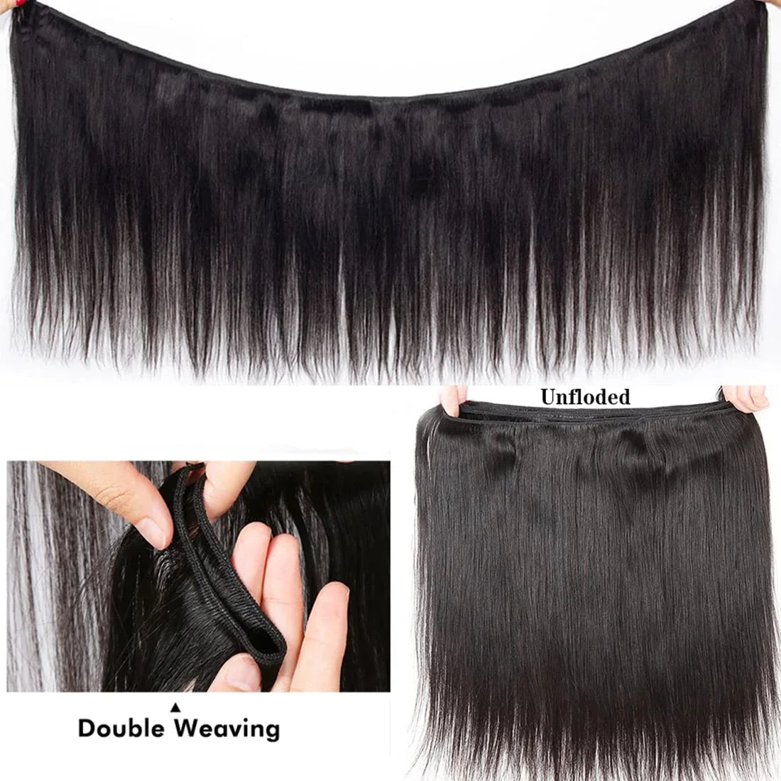 Bone Straight Brazilian Human Hair Bundles — 100% Raw Virgin Hair