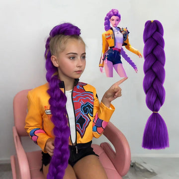 Purple Braiding Hair Pre Stretched Synthetic Kanekalon Crochet Jumbo Braids Extensions Accessories