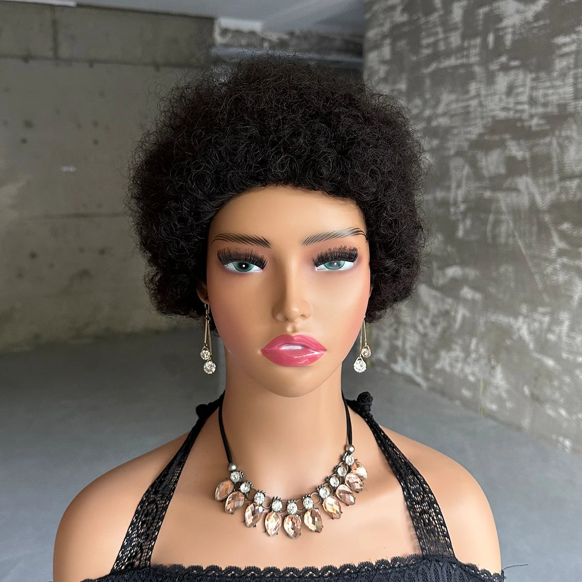 Short Afro Kinky Curly Wigs Human Hair Brazilian Full Machine Made