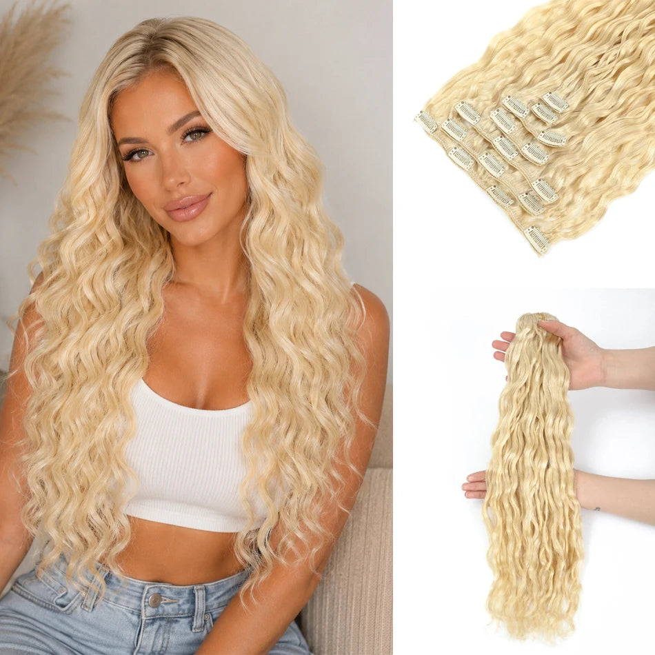 12A Curly Clip in Hair Extensions Brown Water Wave Real Remy Human