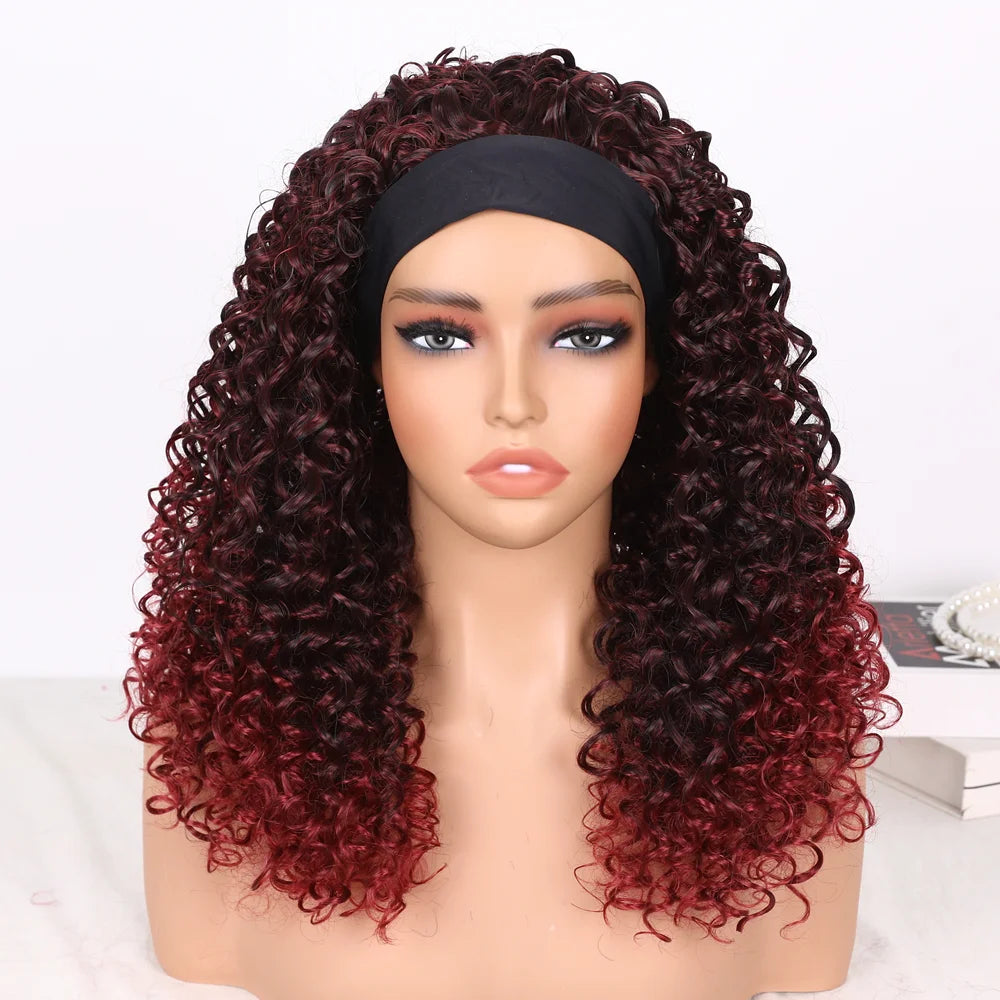 Synthetic Deep Curly Wigs Headband Wig Female Black/613/27/99J Blonde Wig Women Headband Wigs
