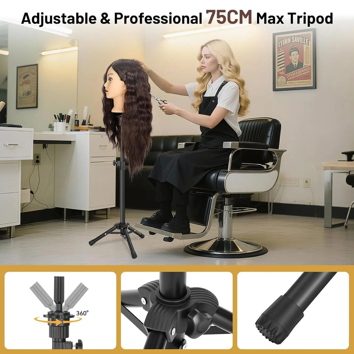 Mannequin Head Hair with Stand 26" Makeup Head | Cosmetology Manikin Doll Head for Hair Styling, Hairdressing Training Head