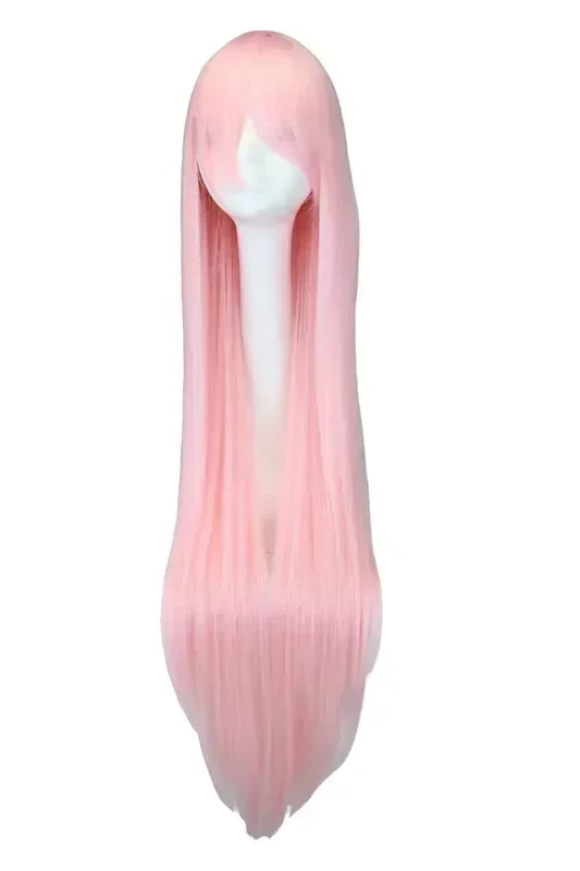 Long Straight Cosplay Wig Black Purple Red Pink Blue Dark Brown Cm